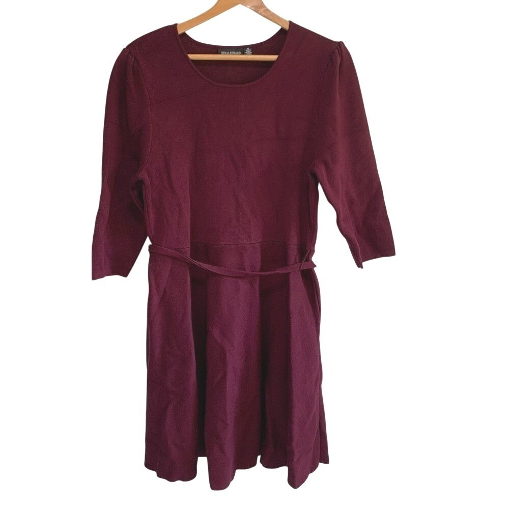 Nina Leonard Sweater Dress XL Burgundy Wine Professional Autumn Wedding Guest